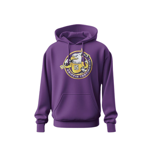 Purple Embroidered Griffin Testimonial Hoodie